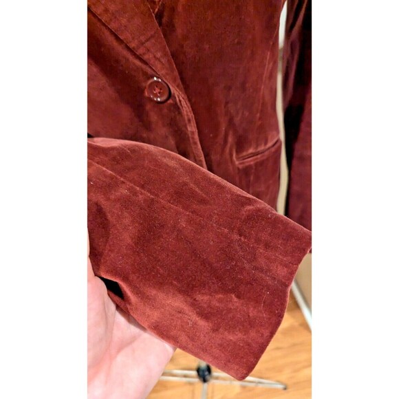 Old Navy‎ Sz M stretch Red velvet blazer Classic Colorful Vintage Romance Soft - Picture 2 of 5
